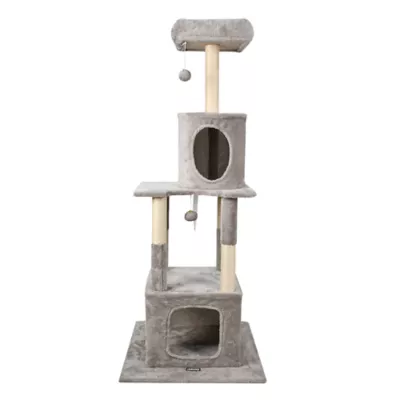 GOOPAWS Cat Tree Tower with Condo, Faux Fur Cat Furniture, 58 Inch - Image 1