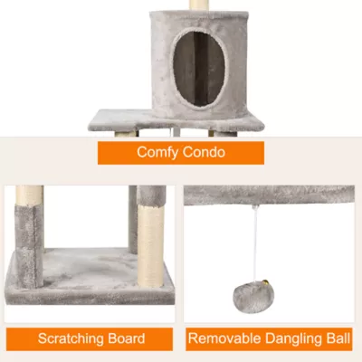 GOOPAWS Cat Tree Tower with Condo, Faux Fur Cat Furniture, 58 Inch - Image 4