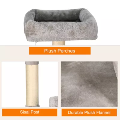 GOOPAWS Cat Tree Tower with Condo, Faux Fur Cat Furniture, 58 Inch - Image 5