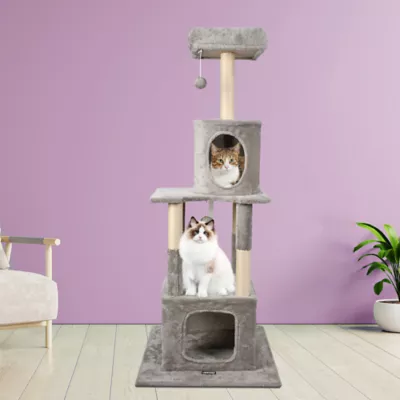 GOOPAWS Cat Tree Tower with Condo, Faux Fur Cat Furniture, 58 Inch - Image 8