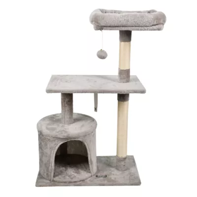 GOOPAWS Faux Fur Cat Tree Tower with Top Perch, 38 Inch - Image 1