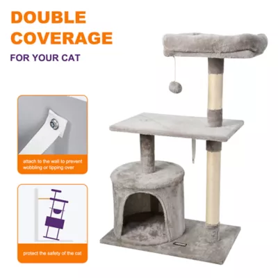 GOOPAWS Faux Fur Cat Tree Tower with Top Perch, 38 Inch - Image 3
