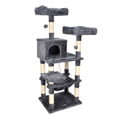 GOOPAWS Multi-Level Cat Tree Tower, Faux Fur Cat Furniture, 57 Inch - Image 2