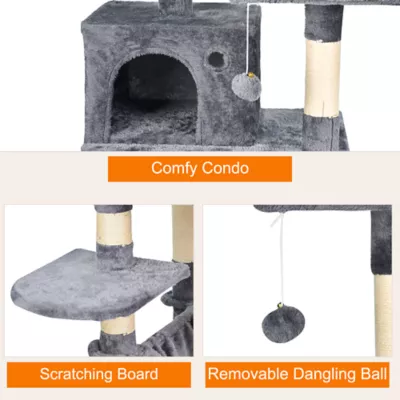 GOOPAWS Multi-Level Cat Tree Tower, Faux Fur Cat Furniture, 57 Inch - Image 4