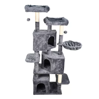 GOOPAWS Multi-Level Cat Tree Tower, Faux Fur Cat Furniture, 65 Inch - Image 1