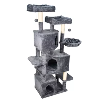 GOOPAWS Multi-Level Cat Tree Tower, Faux Fur Cat Furniture, 65 Inch - Image 2