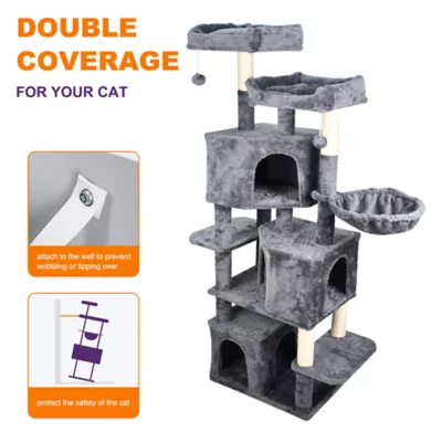 GOOPAWS Multi-Level Cat Tree Tower, Faux Fur Cat Furniture, 65 Inch - Image 3