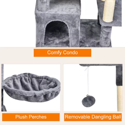 GOOPAWS Multi-Level Cat Tree Tower, Faux Fur Cat Furniture, 65 Inch - Image 4