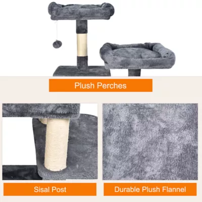 GOOPAWS Multi-Level Cat Tree Tower, Faux Fur Cat Furniture, 65 Inch - Image 5