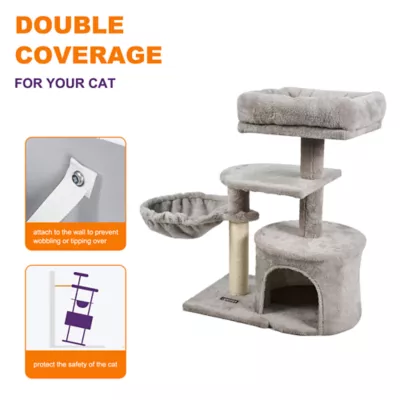 GOOPAWS Cat Tree Tower with Condo, Faux Fur Cat Furniture, 27 Inch - Image 3
