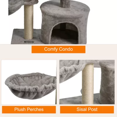 GOOPAWS Cat Tree Tower with Condo, Faux Fur Cat Furniture, 27 Inch - Image 4
