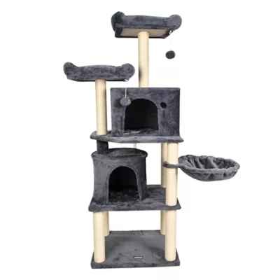 GOOPAWS Multi-Level Cat Tree Tower, Faux Fur Cat Furniture, 60 Inch - Image 1
