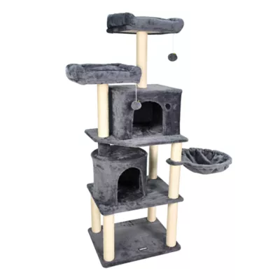 GOOPAWS Multi-Level Cat Tree Tower, Faux Fur Cat Furniture, 60 Inch - Image 2