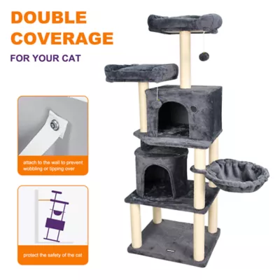 GOOPAWS Multi-Level Cat Tree Tower, Faux Fur Cat Furniture, 60 Inch - Image 3