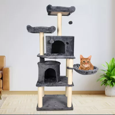 GOOPAWS Multi-Level Cat Tree Tower, Faux Fur Cat Furniture, 60 Inch - Image 7