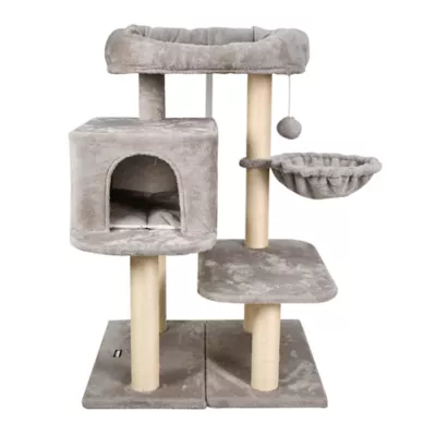 GOOPAWS Faux Fur Cat Tree Tower with Top Perch, 43 Inch - Image 1