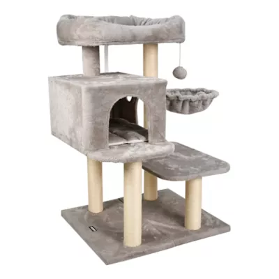 GOOPAWS Faux Fur Cat Tree Tower with Top Perch, 43 Inch - Image 2