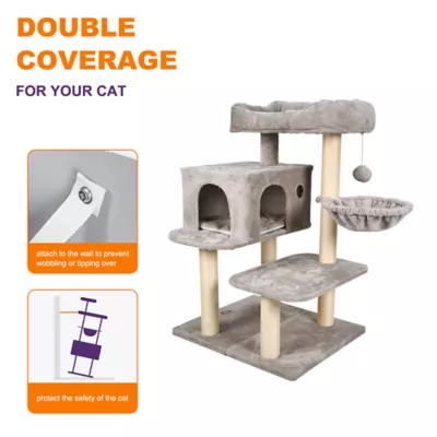 GOOPAWS Faux Fur Cat Tree Tower with Top Perch, 43 Inch - Image 3