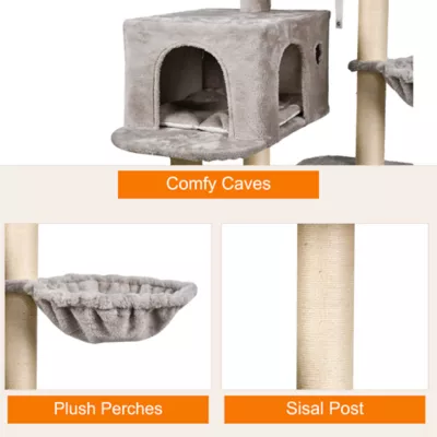 GOOPAWS Faux Fur Cat Tree Tower with Top Perch, 43 Inch - Image 4