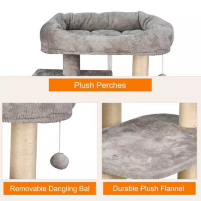 GOOPAWS Faux Fur Cat Tree Tower with Top Perch, 43 Inch - Image 5