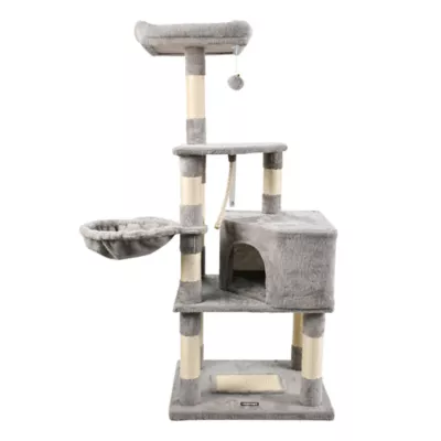 GOOPAWS Faux Fur Cat Tree Tower with Top Perch, 53 Inch - Image 1