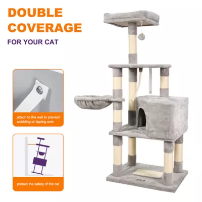 GOOPAWS Faux Fur Cat Tree Tower with Top Perch, 53 Inch - Image 3