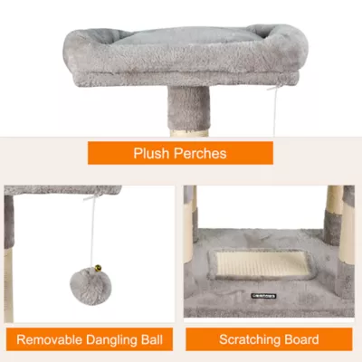 GOOPAWS Faux Fur Cat Tree Tower with Top Perch, 53 Inch - Image 5