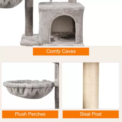 GOOPAWS Cat Tree Tower with Basket, Faux Fur Cat Furniture, 38 Inch - Image 4