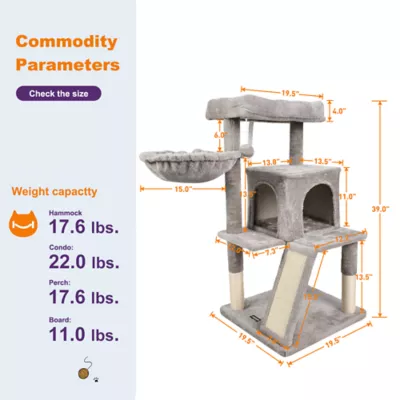 GOOPAWS Cat Tree Tower with Basket, Faux Fur Cat Furniture, 38 Inch - Image 6