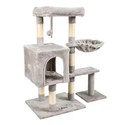 GOOPAWS Cat Tree Tower with Condo & Basket, Faux Fur Cat Furniture, 37 Inch - Image 2