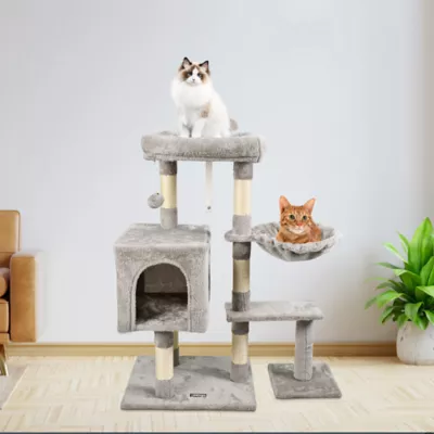 GOOPAWS Cat Tree Tower with Condo & Basket, Faux Fur Cat Furniture, 37 Inch - Image 7