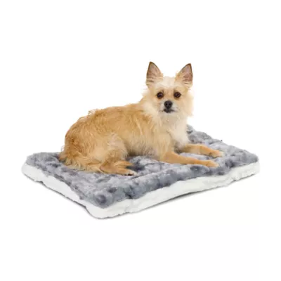 Midwest® QuietTime Reversible & Machine Washable Spotted Pet Bed W/ Ultra-Soft Synthetic Fur, Grey - Image 1