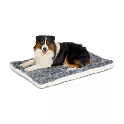 Midwest® QuietTime Reversible & Machine Washable Spotted Pet Bed W/ Ultra-Soft Synthetic Fur, Grey - Image 1