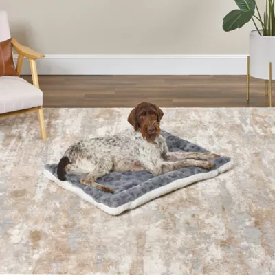 Midwest® QuietTime Reversible & Machine Washable Spotted Pet Bed W/ Ultra-Soft Synthetic Fur, Grey - Image 4