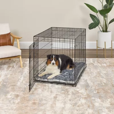 Midwest® QuietTime Reversible & Machine Washable Spotted Pet Bed W/ Ultra-Soft Synthetic Fur, Grey - Image 6