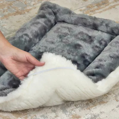 Midwest® QuietTime Reversible & Machine Washable Spotted Pet Bed W/ Ultra-Soft Synthetic Fur, Grey - Image 8