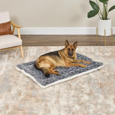 Midwest® QuietTime Reversible & Machine Washable Spotted Pet Bed W/ Ultra-Soft Synthetic Fur, Grey - Image 4