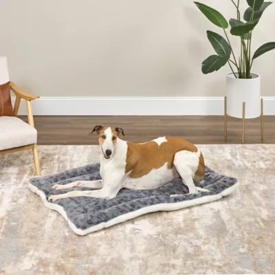 Midwest® QuietTime Reversible & Machine Washable Spotted Pet Bed W/ Ultra-Soft Synthetic Fur, Grey - Image 4