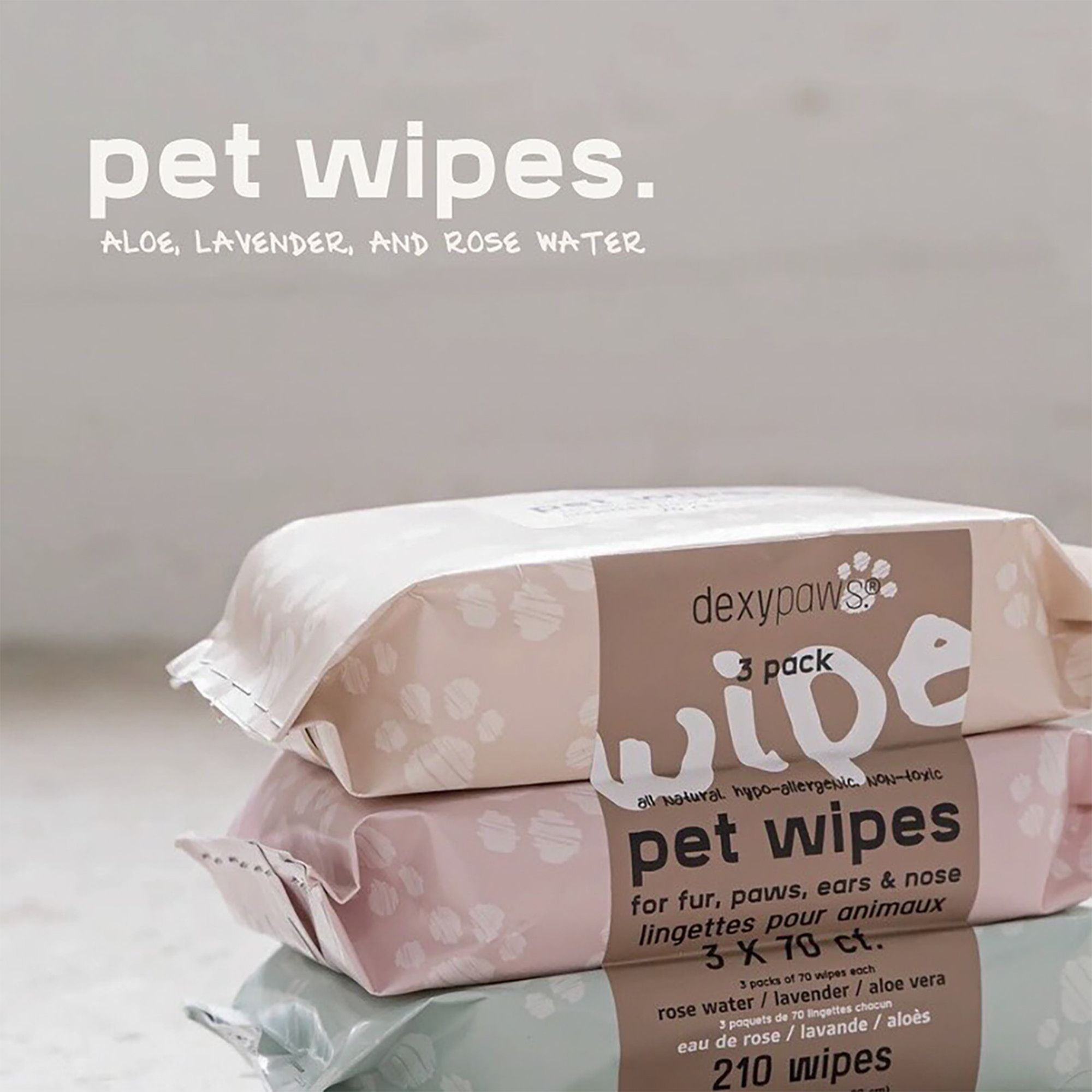 Dexypaws Aloe Pet Cleansing Wipes, Grooming Wipes for Dogs & Cats, 3 Pack - thumbnail 5
