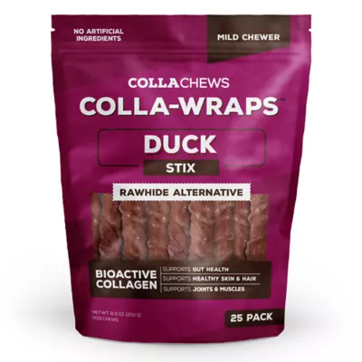 Collachews Colla-Wraps Duck Stix, Rawhide Alternative Dog Chews With Bioactive Collagen 8.8 oz - Image 1