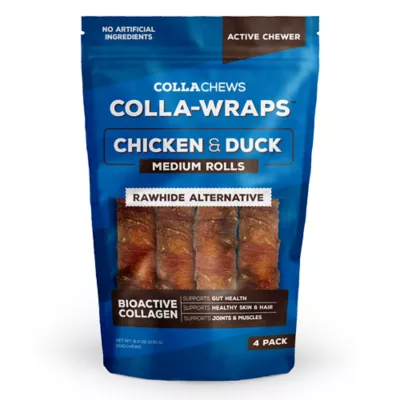 Collachews Colla-Wraps Chicken & Duck Wrapped Medium Rolls - Dog Chews, 4 Count, 8.2 oz - Image 1