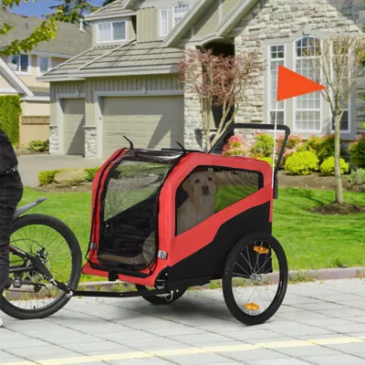 PawHut 2-in-1 Dog Bike Trailer and Stroller for Dogs up to 66 lbs - Image 2