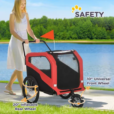 PawHut 2-in-1 Dog Bike Trailer and Stroller for Dogs up to 66 lbs - Image 7