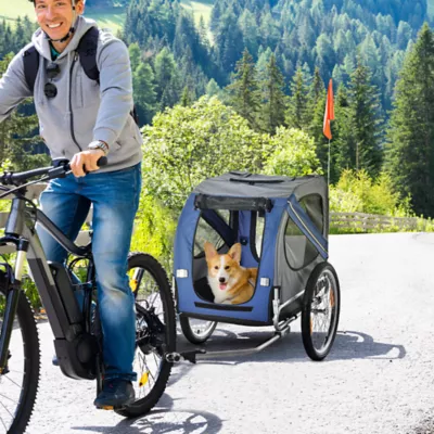 PawHut Dog Bike Trailer-Pet Cart Bicycle Wagon-Cargo Carrier Attachment for Travel - 3 Entrances - Image 2