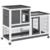 PawHut Wooden Rabbit Hutch, Indoor Bunny Cage with Wheels & Pull Out Trays image thumbnail 1