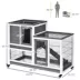 PawHut Wooden Rabbit Hutch, Indoor Bunny Cage with Wheels & Pull Out Trays image thumbnail 3