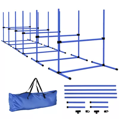 PawHut Set of 6 Dog Agility Training Equipment -Adjustable Jump Bar Pet Exercise Kit w/Carrying Bag - Image 1