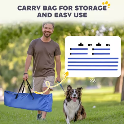 PawHut Set of 6 Dog Agility Training Equipment -Adjustable Jump Bar Pet Exercise Kit w/Carrying Bag - Image 6