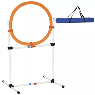 PawHut 2-in-1 Dog Obstacle Training-Tire Jump Ring/Hurdle Bar with Storage Bag - Image 1