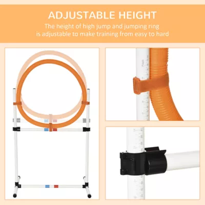PawHut 2-in-1 Dog Obstacle Training-Tire Jump Ring/Hurdle Bar with Storage Bag - Image 3